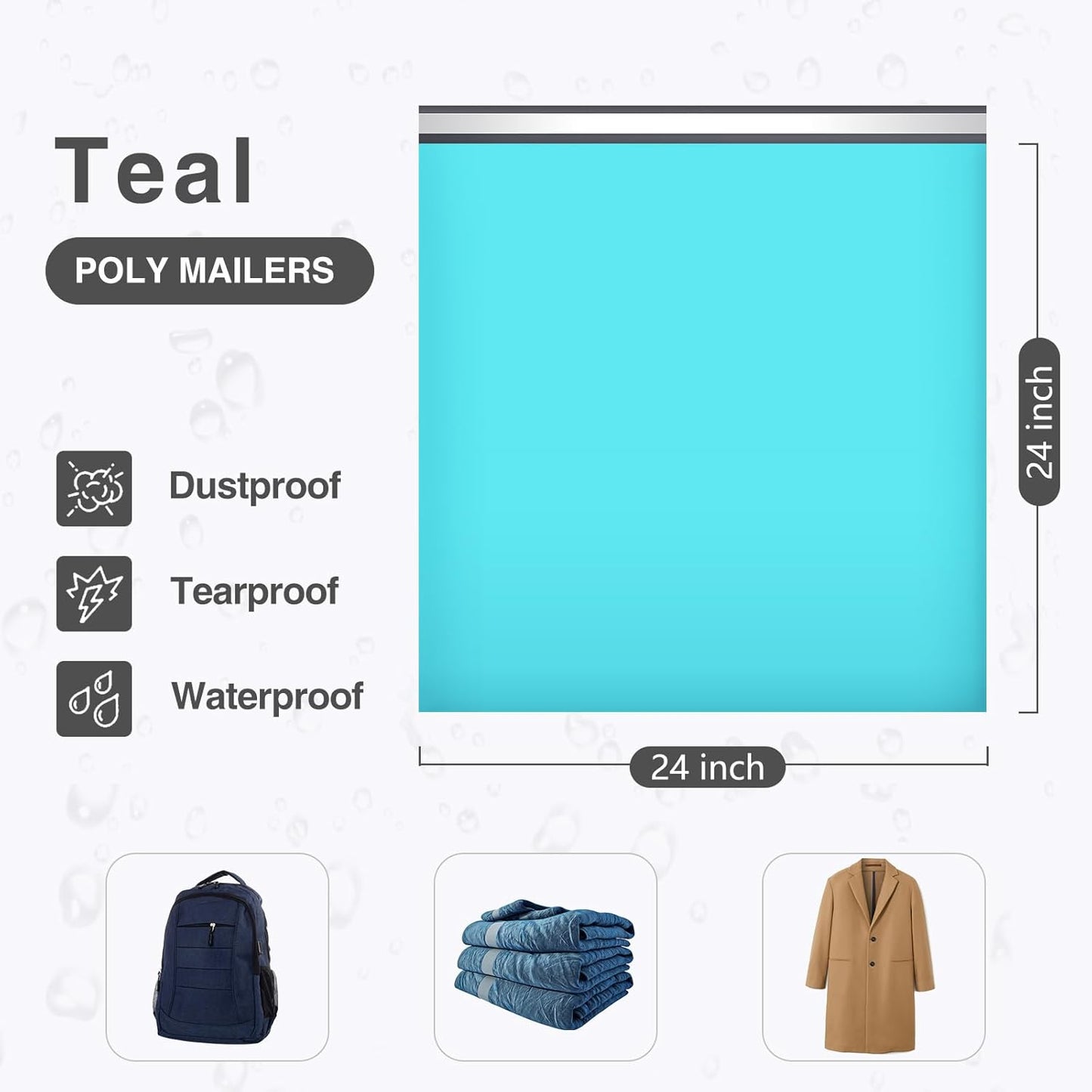 UCGOU Poly Mailers 24x24 Inch Teal 50 Pack Extra Large Shipping Bags Strong Thick Mailing Envelopes Self Seal Adhesive Waterproof and Tear Proof Boutique Postal for Clothing Quilt and More