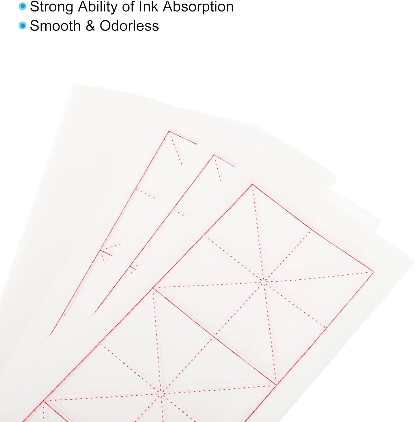 PATIKIL Xuan Paper, 100 Sheets Rice Paper with MI' Grid, Chinese Calligraphy Practice Paper for Calligraphy Practice, Half Raw Ripe Xuan, 5"x15" (White)