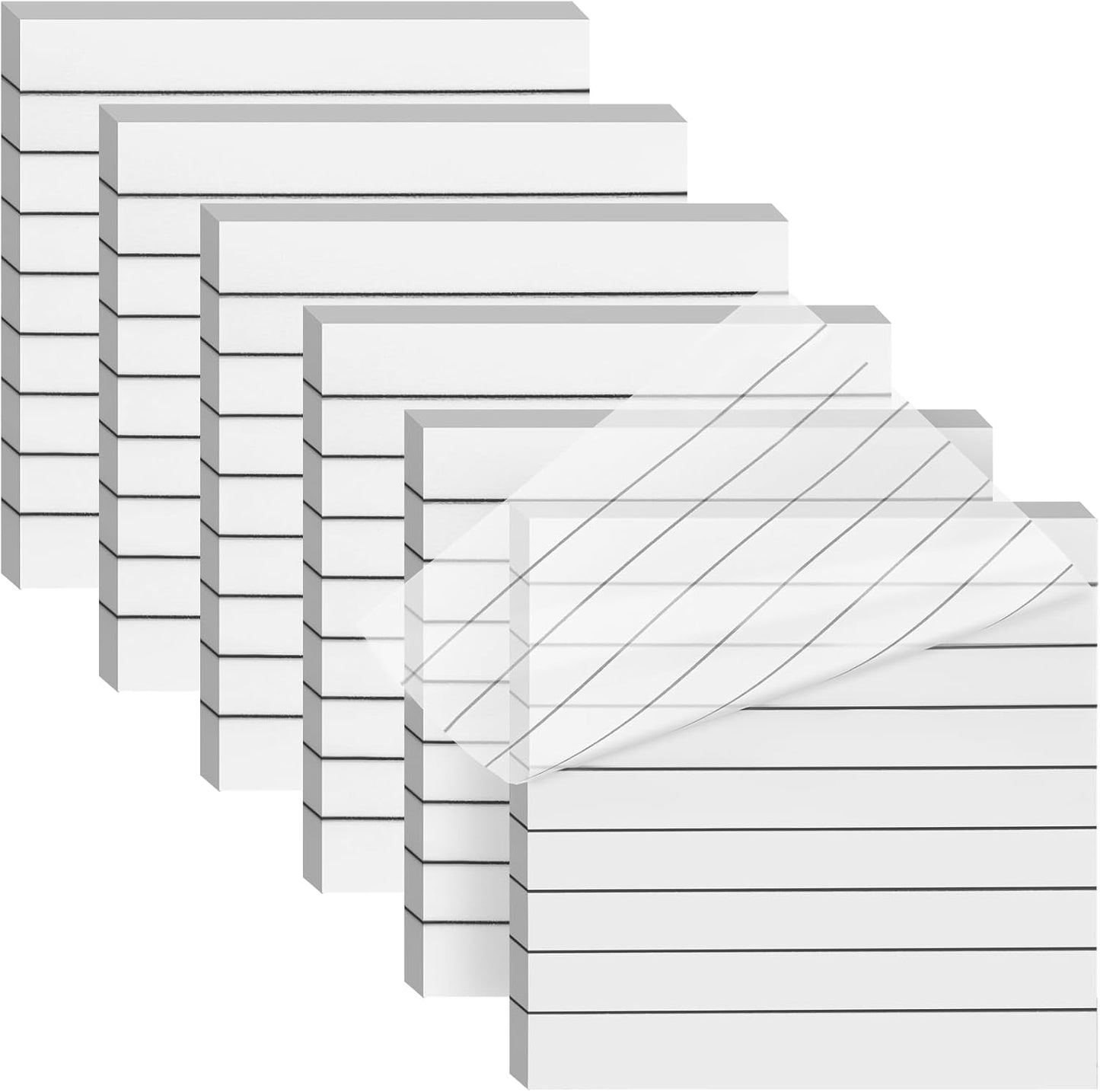 3x3 Inch Transparent Sticky Notes 300 Sheets, Clear Translucent Lined Self-Adhesive Memo Repositionable Reminder Pad for Office, College Students, Planners, Journals, School Supplies (White)