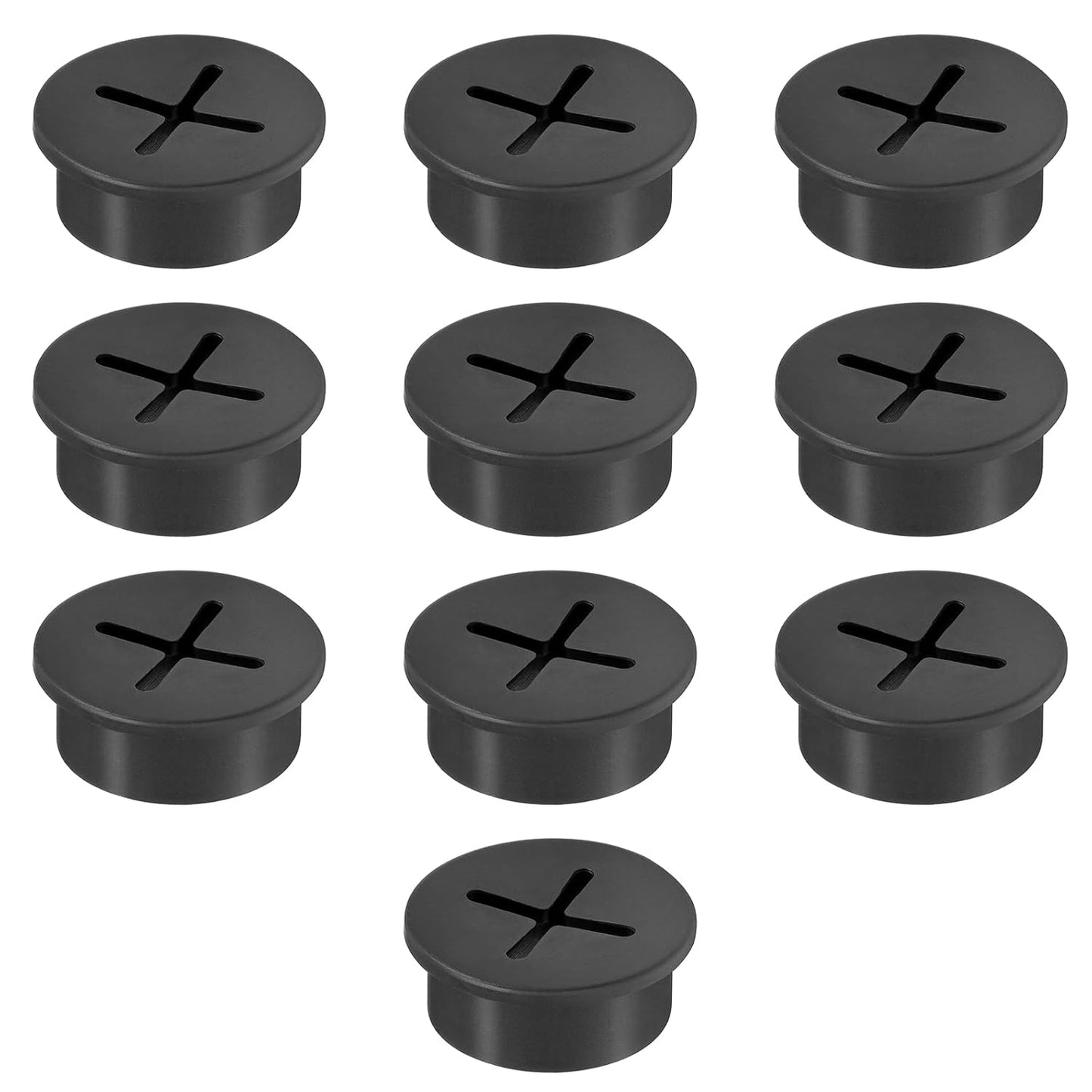 3/4" Black Desk Grommet, JTemgle Flexible Cable Grommet Cross Rubber Cable Hole Cover Wire Organizer Caps Desktop Cord Management for Home Office TV Stands Tabletops, 10 Pieces