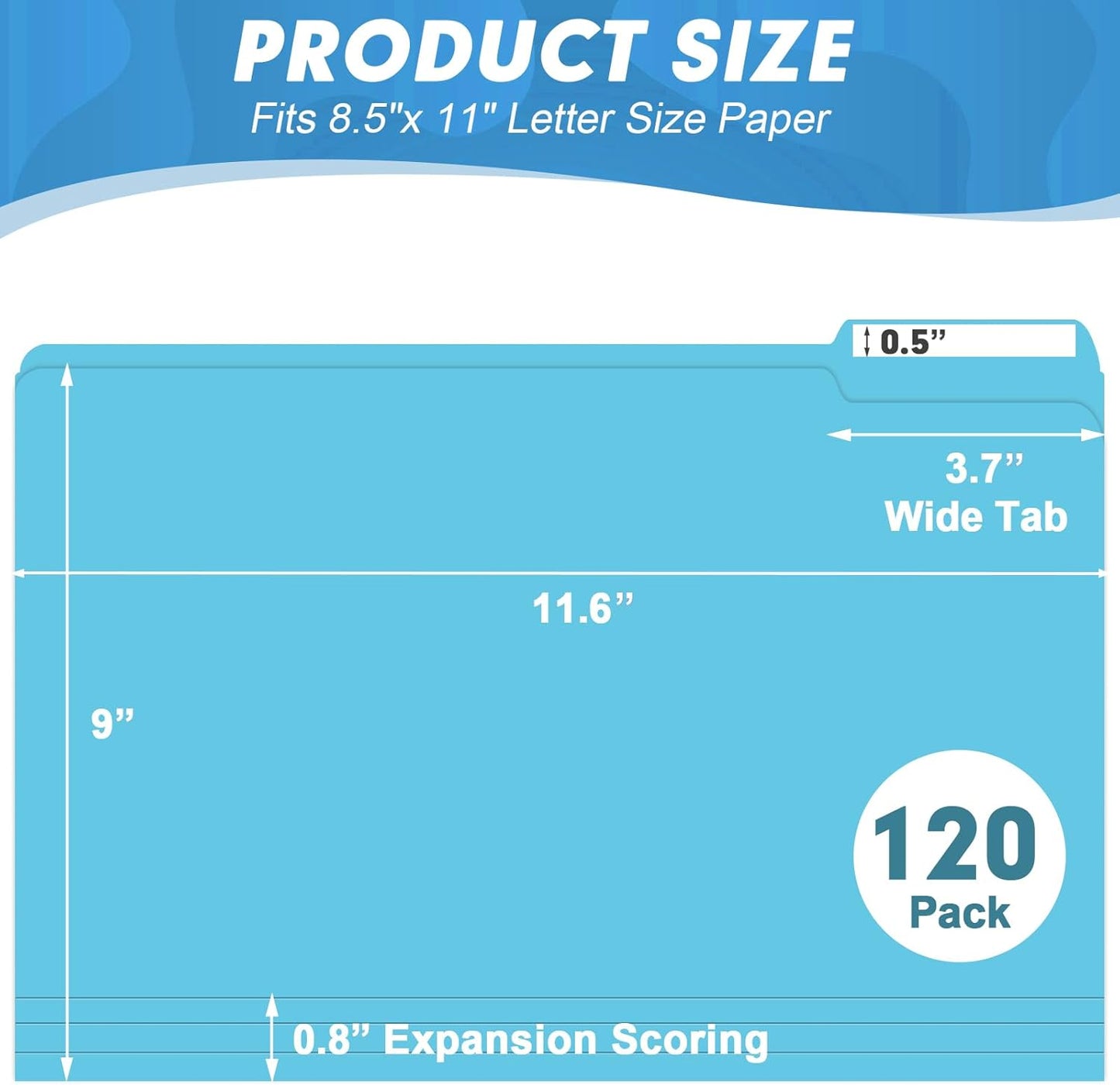 File Folder, HERKKA 120 Pack 1/3 Cut Tab File Folders, Letter Size, Assorted 10 Colors, Colored File Folders Great for Organizing and Filing