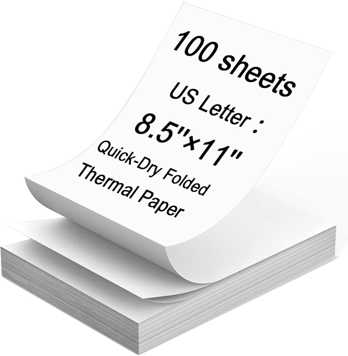 Thermal Printer Paper 8.5 x 11 Inch, 100 Sheets US Letter Size Thermal Paper, Compatible with M08F/A40 Thermal Portable Printer, Continual Feeding Folded Printing Paper (100 Sheets/Continuous Folding)