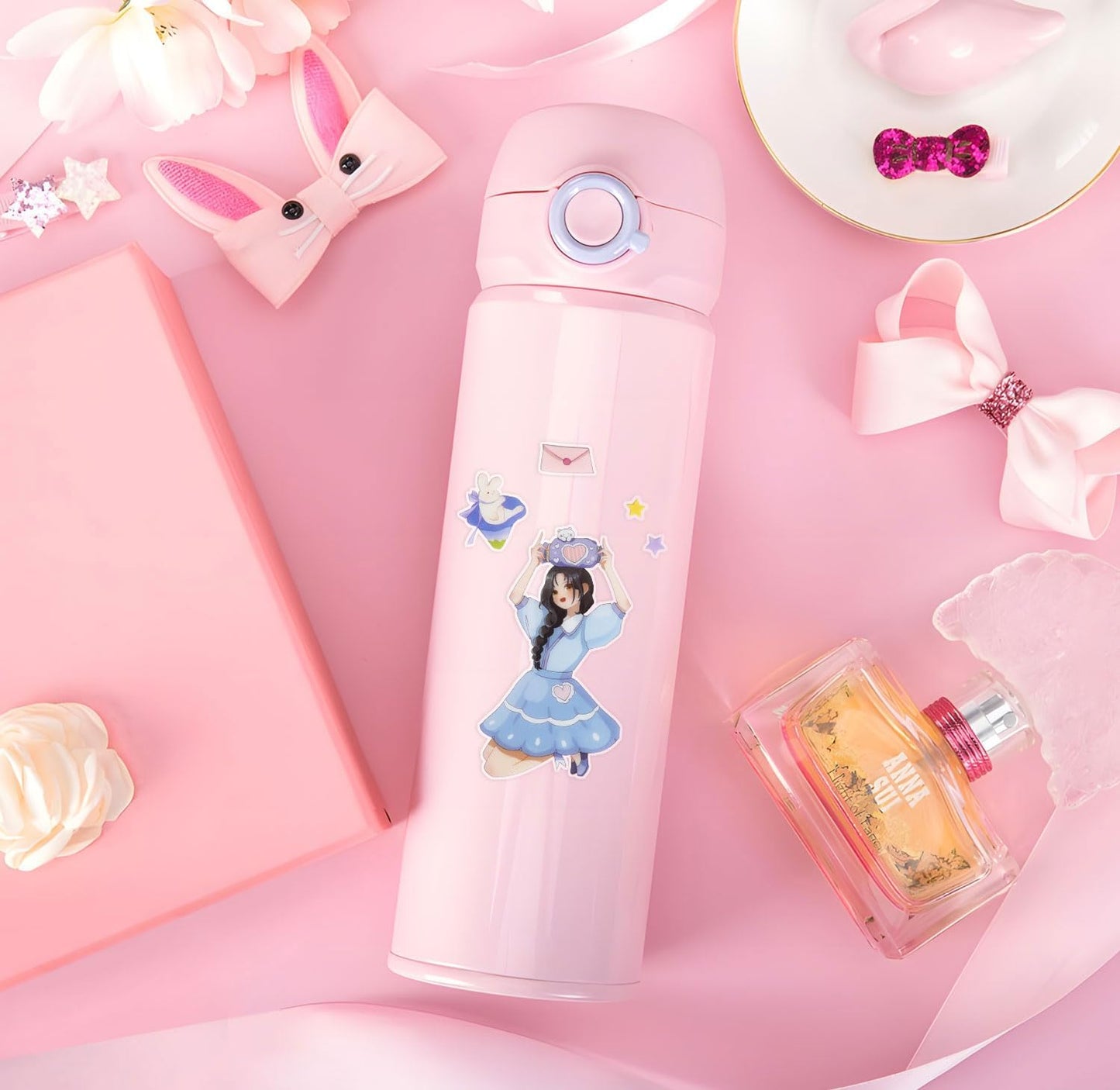 EAMOTOL Cute Journaling Stickers Gift Box Set - 100 Sheets PET Cartoon Kawaii Girl Decorative Clipping Sticker for Scrapbooking Bullet Journals Notebook Calendars Decal Arts Card Kids DIY Crafts