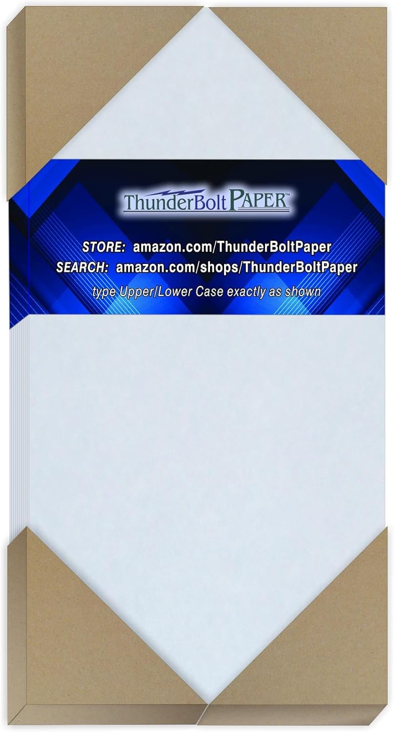 125 Blue Parchment 65lb Cover Weight Paper - 4" X 9" (4X9 Inches) #10 Envelope Insert Size - Printable Cardstock Colored Sheets Old Parchment Semblance