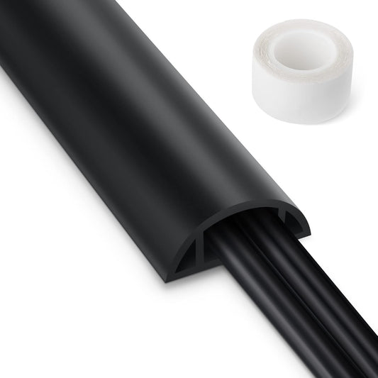 5.5FT Floor Cord Cover, Black Soft Cable Cover Floor, Large Size Extension Cord Covers for Floor, Power Cord Protector Floor Wire Cover - Cord Channel Diameter: 0.7" (W) x 0.4" (H)