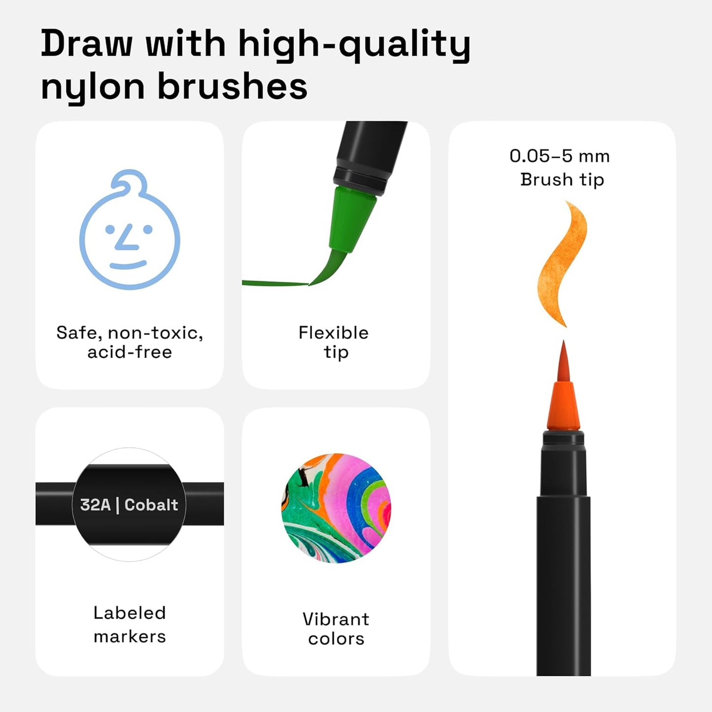 ARTISTRO 12 Watercolor Markers with Flexible Paint Brush Pens for Pros & Beginners - Consistent, Smooth, Bright, Washable, Non-Toxic, Ideal for Coloring, Calligraphy, & Manga