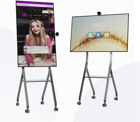 Interactive Whiteboard, TIBURN 55" S2 4K UHD Smart Whiteboard with TIBURN HQ Eyes S2 Auto Framing Camera, Rotating Adaptive Smart Board, Digital Board for Home and Business with Stand