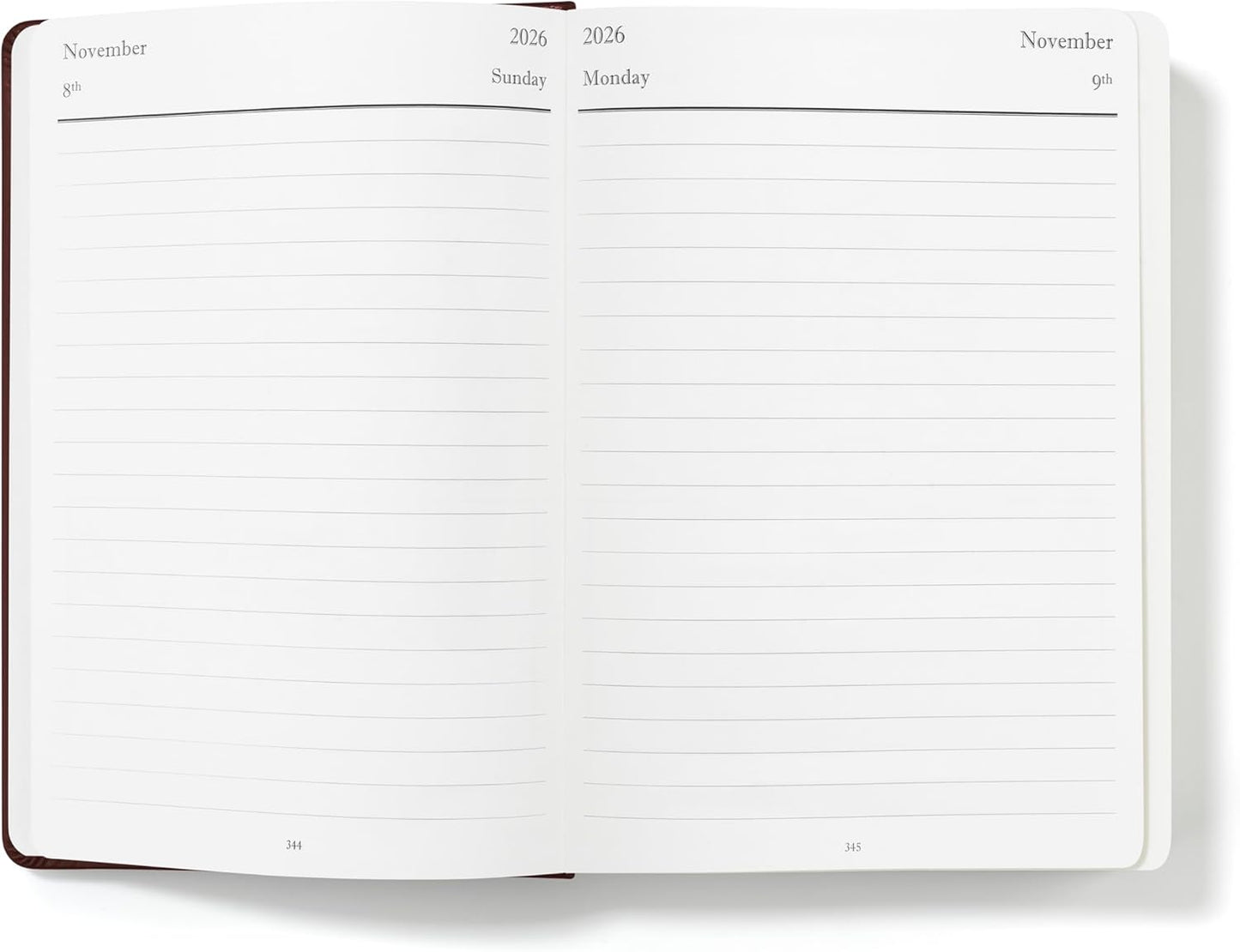 Wykeham's Executive 2026 Daily Journal Planner – US Public Holidays & Format – Customization Available (Conker, 8.5"×5.5")