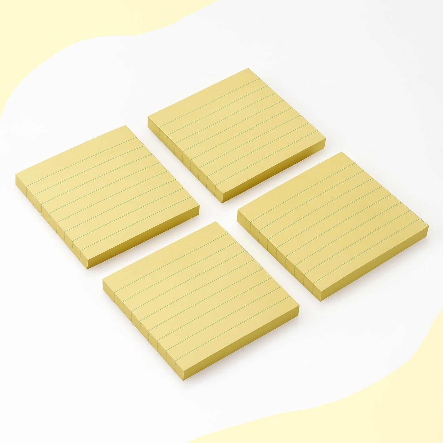 Lined Sticky Notes 3x3 Sticky Notes with Lines Self-Stick Notes Bright Color 4 Pads 90 Sheets/Pad (Yellow)