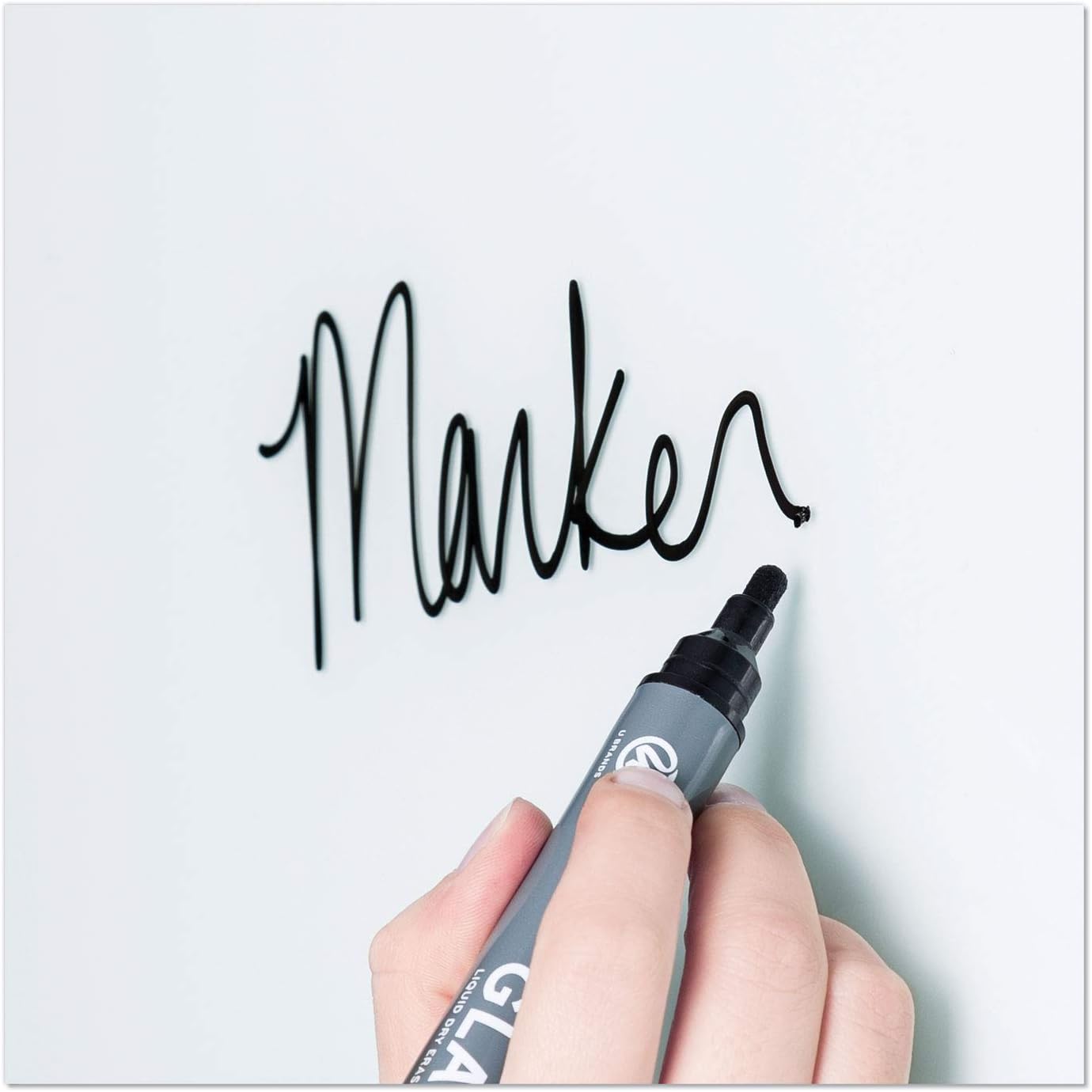 U Brands Magnetic Glass Dry Erase Board, Office Supplies, White, with Eraser, Markers, Magnet, 18” Tray, 5mm, 48” x 72”