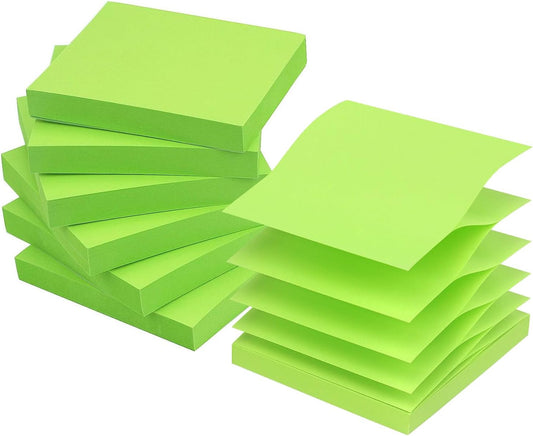 Early Buy Pop Up Sticky Notes 3x3 Refills Self-Stick Notes 6 Pads, Solid Color, 100 Sheets/Pad (Green)