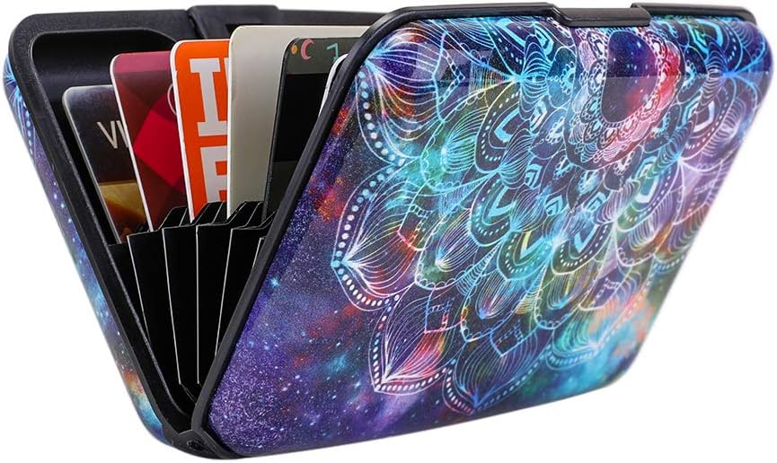 ELFISH Mini RFID Aluminum Wallet Credit Cards Holder Business Card Case Metal ID Case for Men Women (Acolorful)