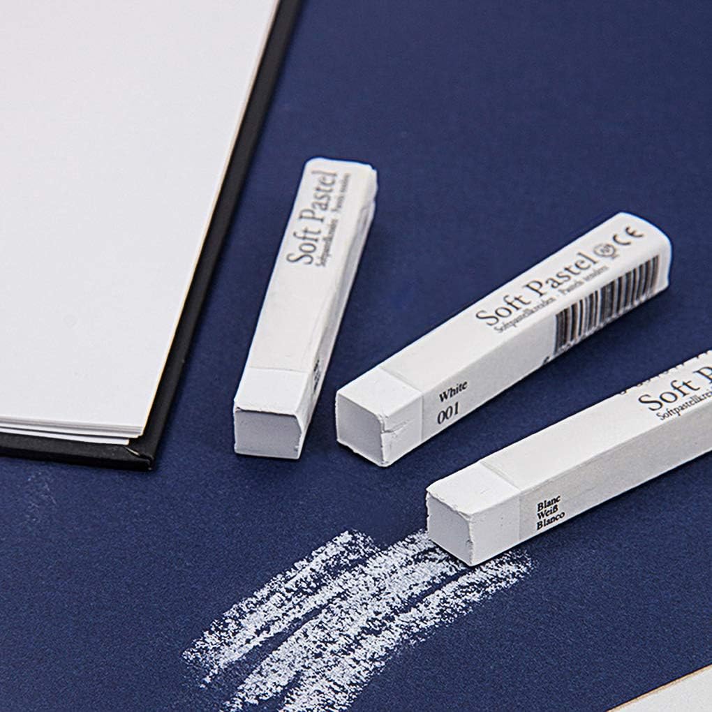 6pcs Soft Pastels Set Artist Grade Square Chalk Pencils Drawing Pastel Stick Painting Sketching Tool for Kids Students Artists Beginners (White)