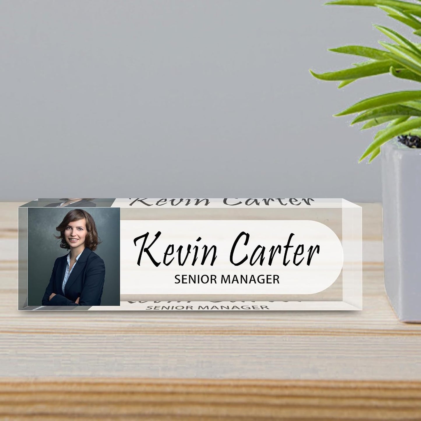 Name Plate for Desk Personalized, Acrylic Desk Decorations, Employee Appreciation Gifts, Custom Office Gifts for Coworkers, Boss, Teacher, Nurse (Photo Style)