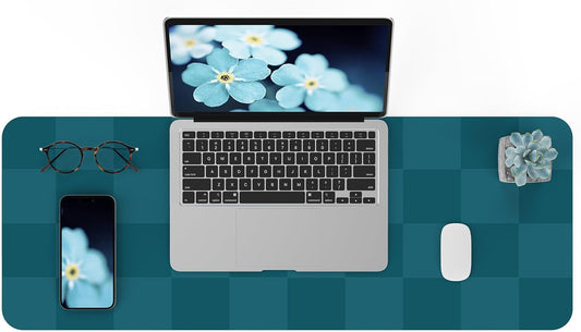 Non-Slip Desk Pad, Mouse Pad, Waterproof PU Leather Desk Protector, Large Desk Blotter, Easy Clean Laptop Desk Writing Mat for Work/Home/Decor(Dark Green 31.5" x 12")