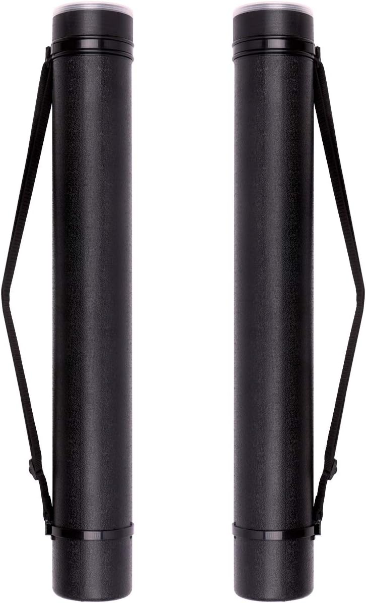 TRANSON 2-pack Durable Poster Storage Tube with Straps 24"-40" Extendable for Blueprints, Artwork, Maps, Posters