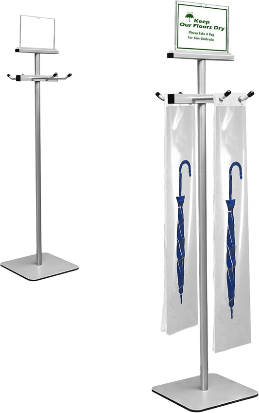 Umbrella Bag Stand, Umbrella Holder Stand with Free 200 Disposable Large Plastic Umbrella Bags, Wet Umbrella Bags Stand
