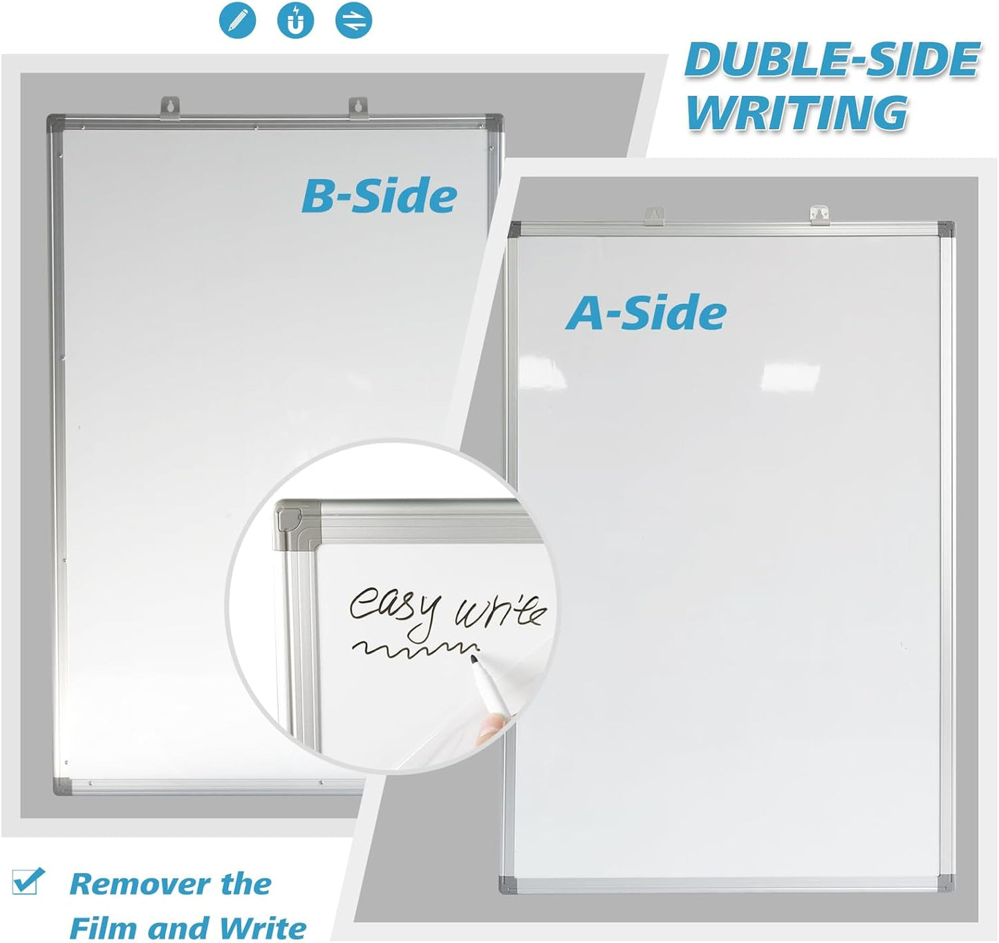 Magnetic Writeboard 18X24 Dry Erase Board Hanging & Wall Mounted Whiteboard S Aluminium Frame Message Boards for Home, School, Office, Kitchen