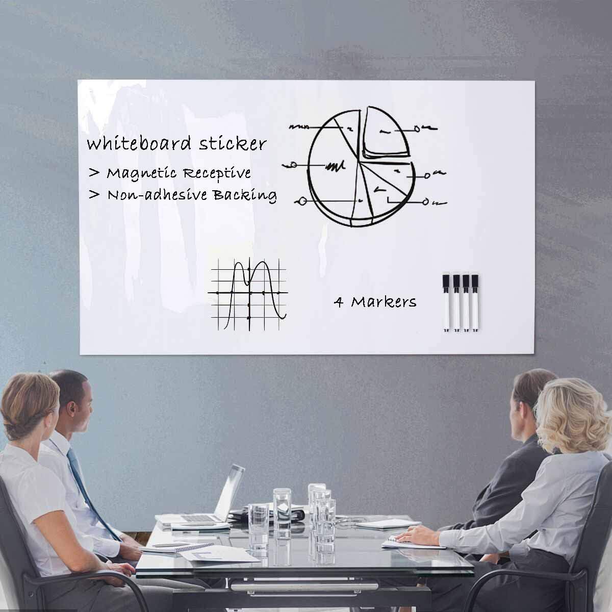 Magnetic Whiteboard Contact Paper for Wall 94 x 48 inches, Magnetic Dry Erase White Board Sticker with Non-Adhesive Backing for Office Home School