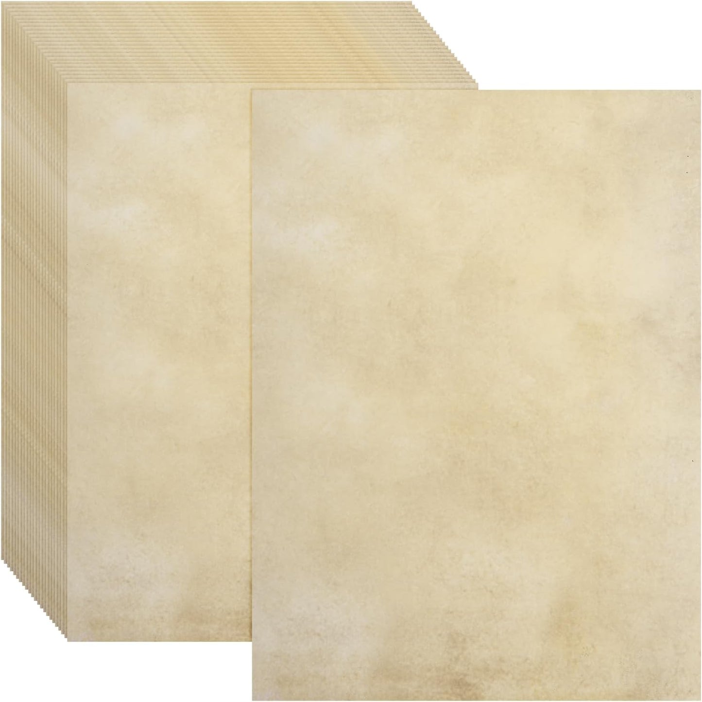 MECCANIXITY 24 Sheets Vintage Cotton Paper Printer Edge Paper Thick 120 GSM, Classic for Letter Writing, Invitations, Wedding-8 x 11 Inch,Earthy Yellow