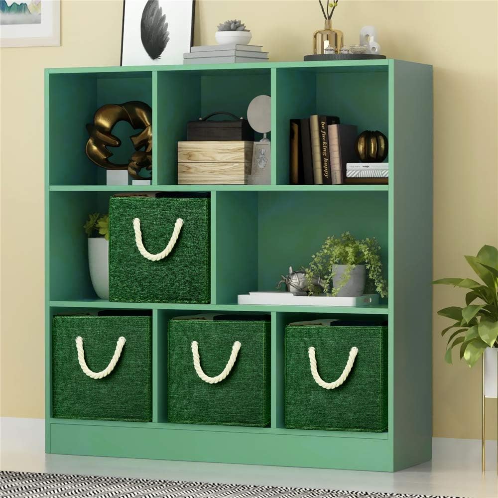 Green Foldable Fabric Cube Storage Bins Cube Storage Organizer Bins Storage Cubes Basket Drawers Organizer Decroative Storage Box Fabric Storage Cubes Baskets for Organizing Closet Shelves ,Q-ST-51-4