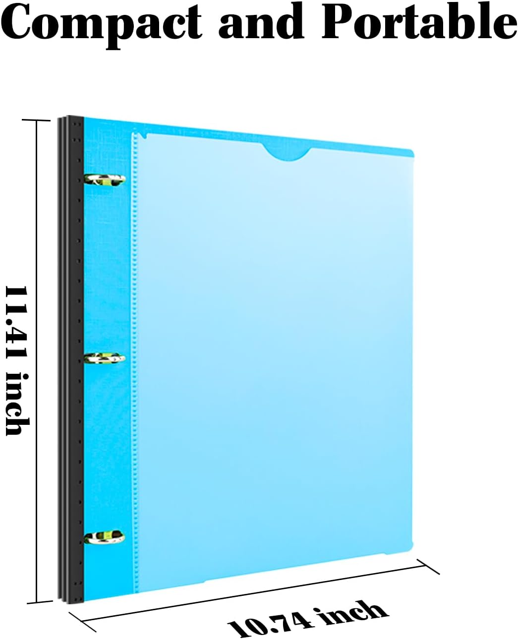 INFUN 1 Inch Telescoping 3 Ring Binder - 1PCS,Flexible Round Binder with Customizable Front Cover and Clear Catalog Pocket, 1 Inch Rings, 225 Sheet Capacity-Blue