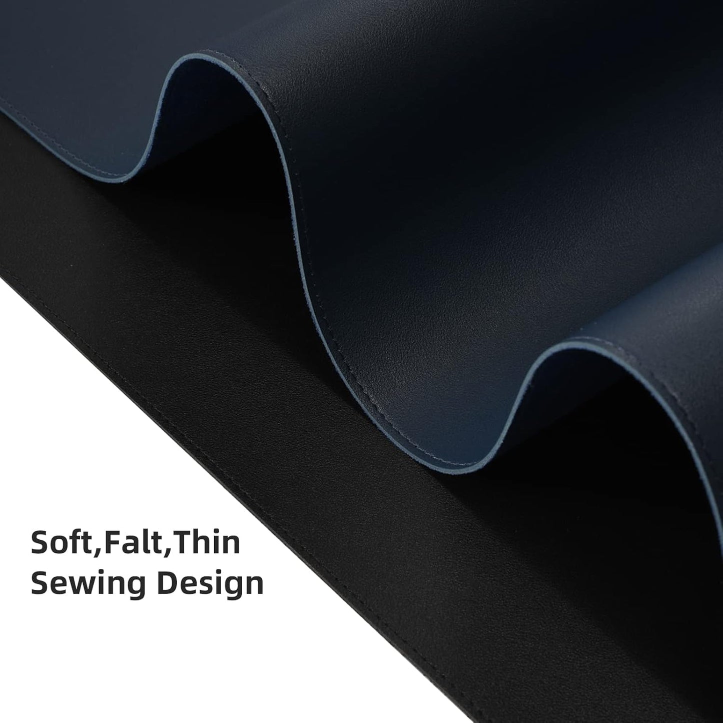 PU Leather Desk Pad Blotter,Navy Waterproof Office Desktop Mat for Men,36x17in Non-Slip Large Mouse Pad/Writing Protector/Desk Accessories