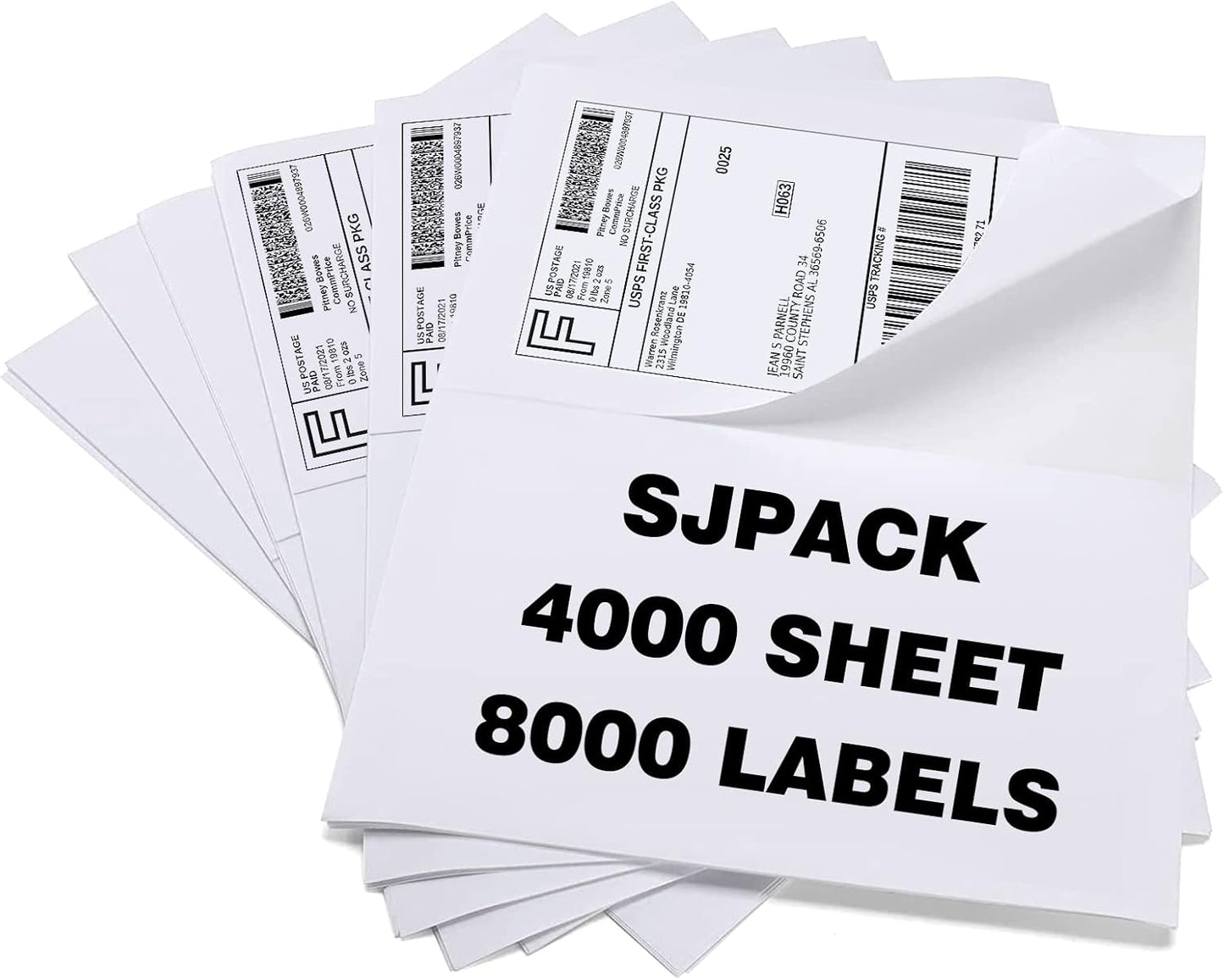 8000 Half Sheet Laser/Ink Jet Shipping Labels Mailing Labels 5-1/2" X 8-1/2"