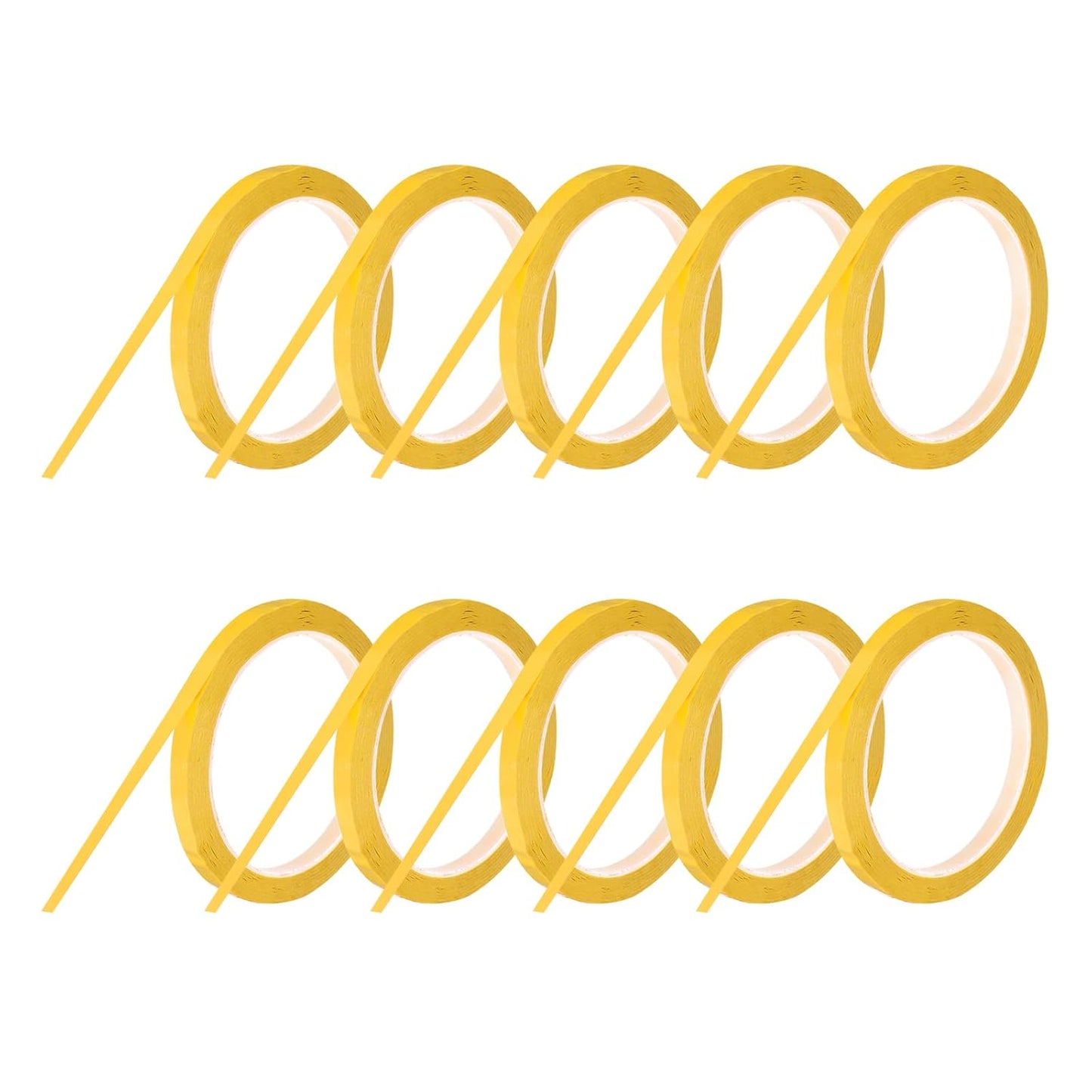 MECCANIXITY 10 Rolls Whiteboard Tape Graphic Chart Tape 8mm 54.7 Yard Art Tape Thin Self-Adhesive Pinstripe Tape Masking Tape for Gift Wrapping Craft Supplies, Yellow