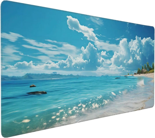 35.4 x 15.7 in, Waterproof XXL Large Mouse Pad for Desk, Extended Keyboard Mouse Mat for Computer Office, Big Laptop Mouse pad, Gaming Pc-Summer Beach