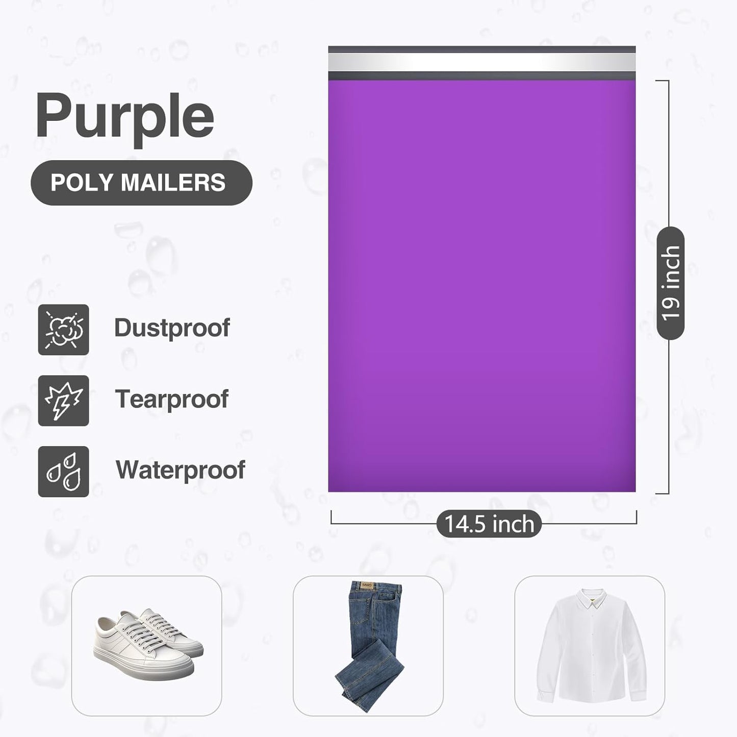 UCGOU Poly Mailers 14.5x19 Inch Purple 100 Pack Large Shipping Bags #7 Strong Thick Mailing Envelopes Self Sealing Adhesive Waterproof and Tear Proof Boutique Packaging Postal for Clothing