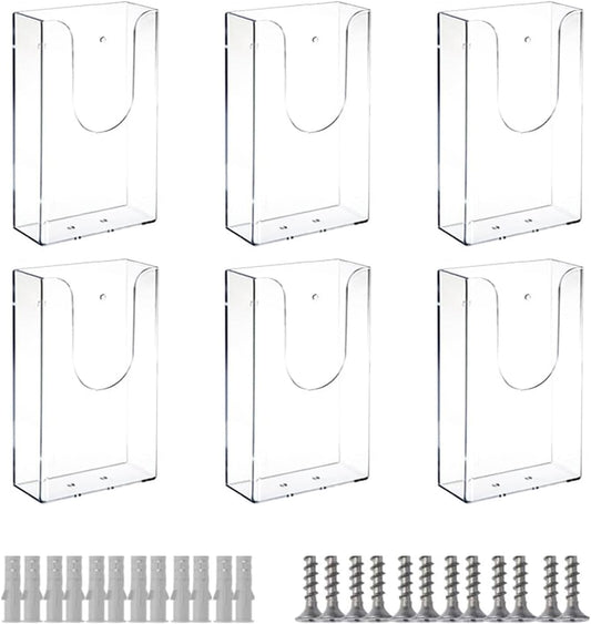 Acrylic Brochure Holders, 4x6 inches Slide-in Interlocking, 6 Pack Wall Mount Pamphlet Holder for Magazine, Pamphlet, Booklets, Menu, Journals