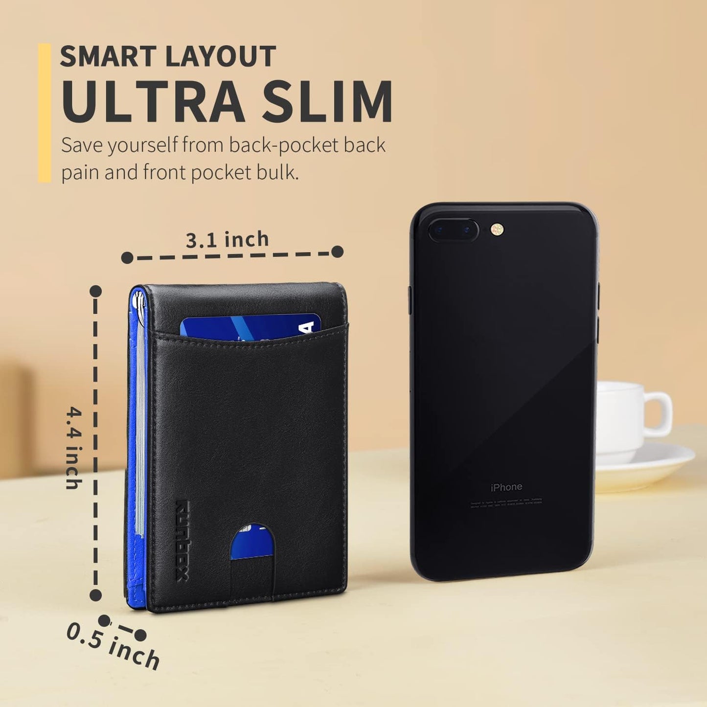 Slim Money Clip Wallets for Men RFID Blocking 11 Card Holder Minimalist Small Thin Carbon Leather Bifold Mens Front Pocket Wallet Gift Box