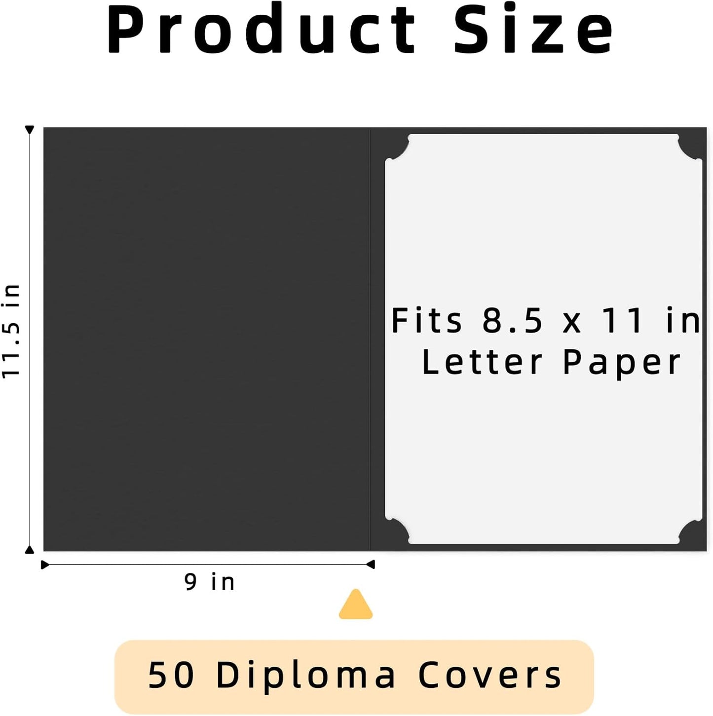 HAUTOCO 50 Pcs Certificate Holders, Black Diploma Folders Document Covers with Gold Foil Border for Letter Size 8.5x11 Cardstock, Award, Graduation