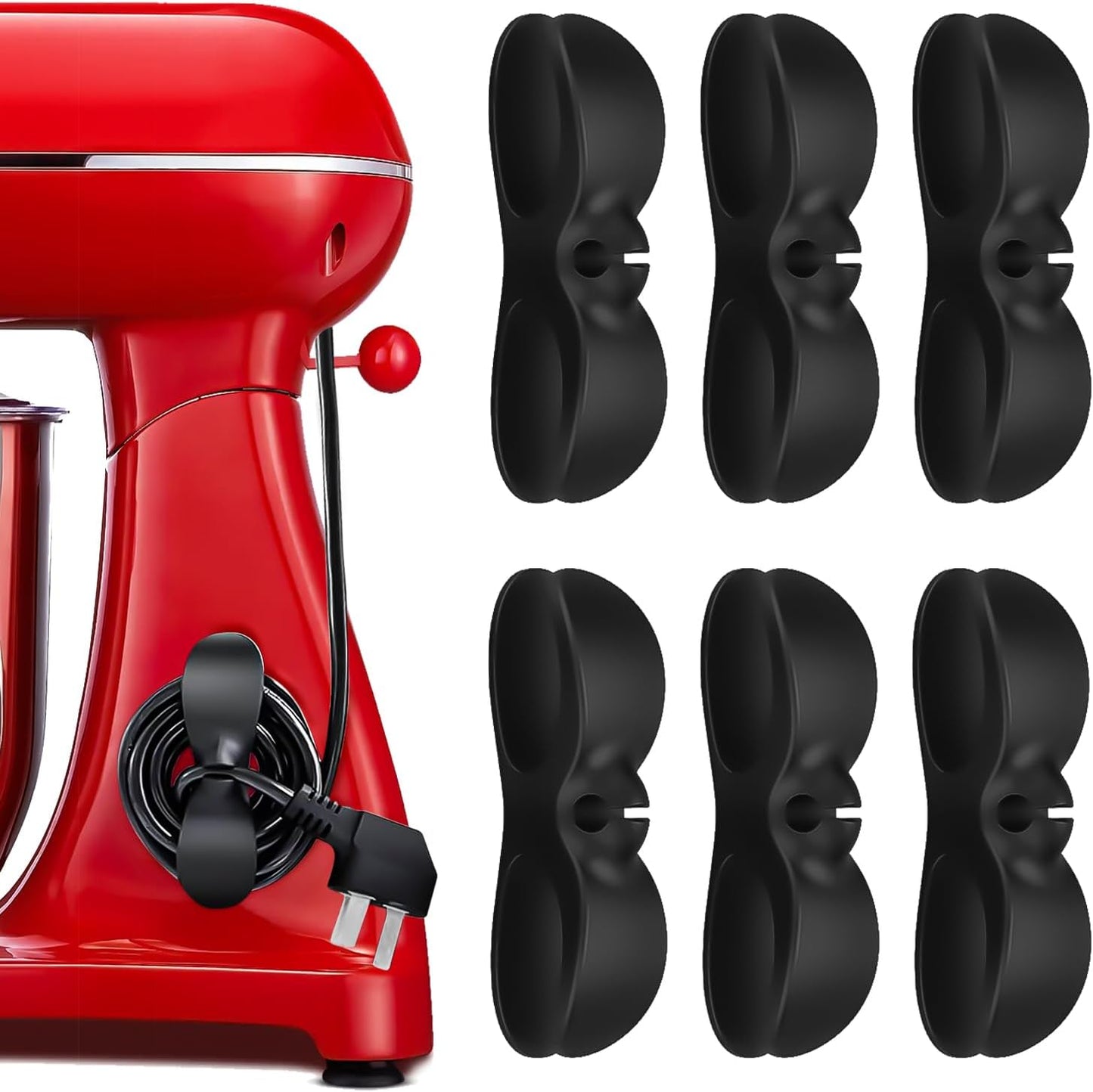 Cord Organizer for Appliances, 6PCS Upgraded Kitchen Appliance Cord Organizer Stick On, Wire Organizers, Cord Holders, Command Hooks, Cord Wrapper for Appliances, Pressure Cooker, Mixers