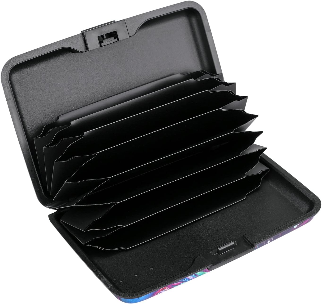 ELFISH Mini RFID Aluminum Wallet Credit Cards Holder Business Card Case Metal ID Case for Men Women (Gorgeous flower)