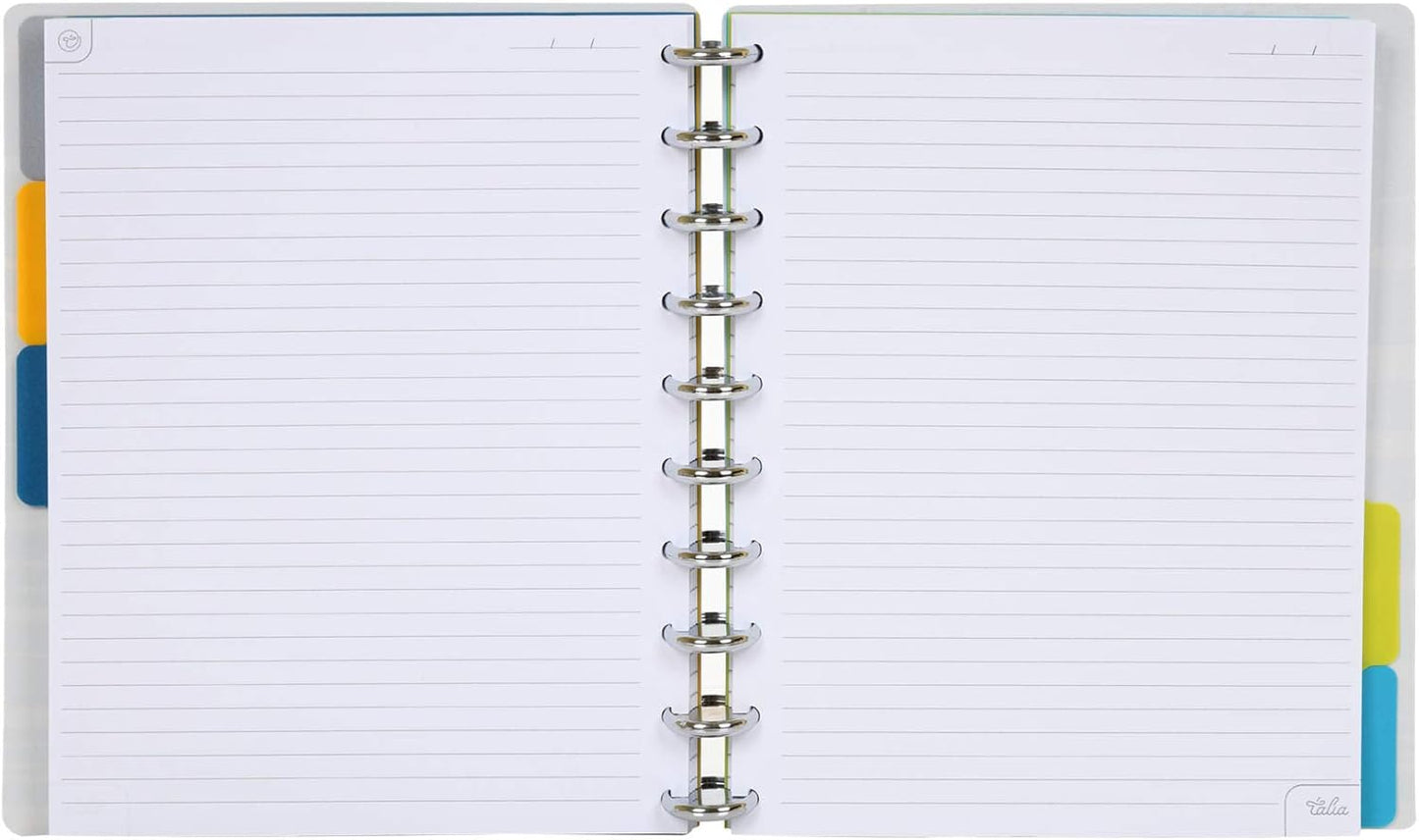 Talia Discbound Notebooks, Planner, Customizable, (yHorizon w/Silver Discs, Midsize (7.5in x 9.75in))