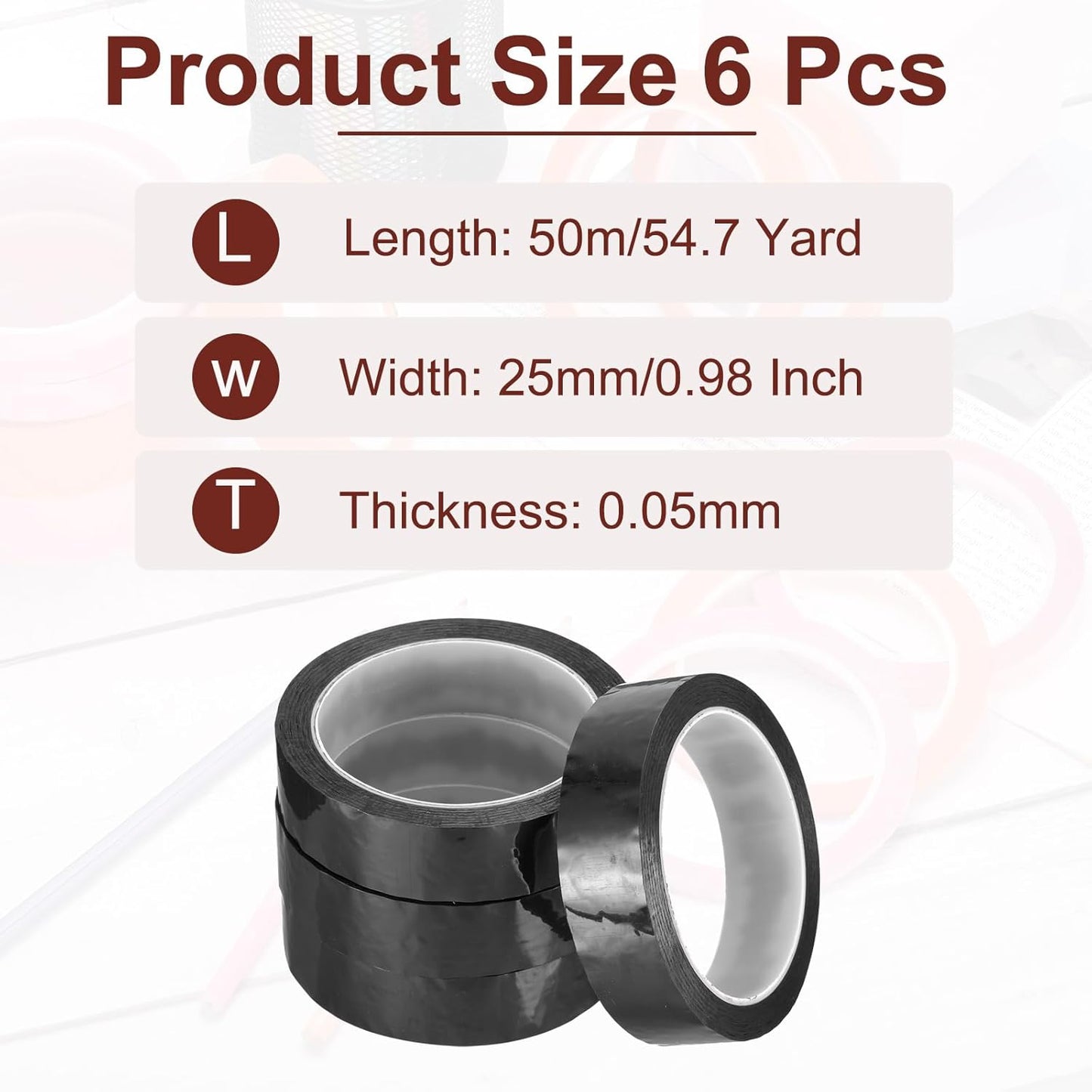 MECCANIXITY 6 Rolls Whiteboard Tape Graphic Chart Tape 25mm 54.7 Yard Art Tape Thin Self-Adhesive Pinstripe Tape Masking Tape for Gift Wrapping Craft Supplies, Black