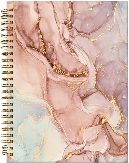 Spiral Journal Notebook,A5 Hardcover Lined Journals for Women Girl 6 x 8.3 in,120 Pages Thick Paper,Cute College Ruled Writing Notebook for Gifts Office Work School(Light Pink Marble)