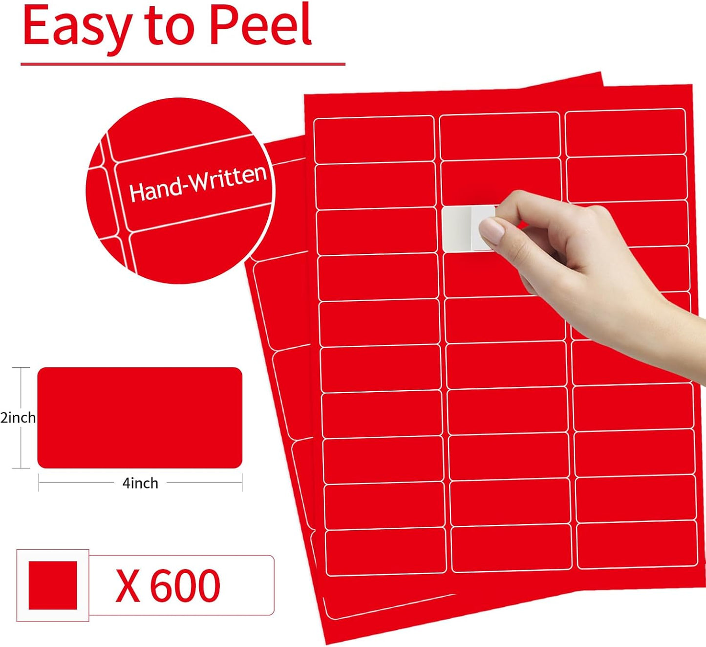 8-1/2 x 11 Neon Color High Light Labels for Laser & Inkjet Printer, Strong Adhesive (Red, 1" x 2-5/8" - 30 Per Page | 600 Labels)