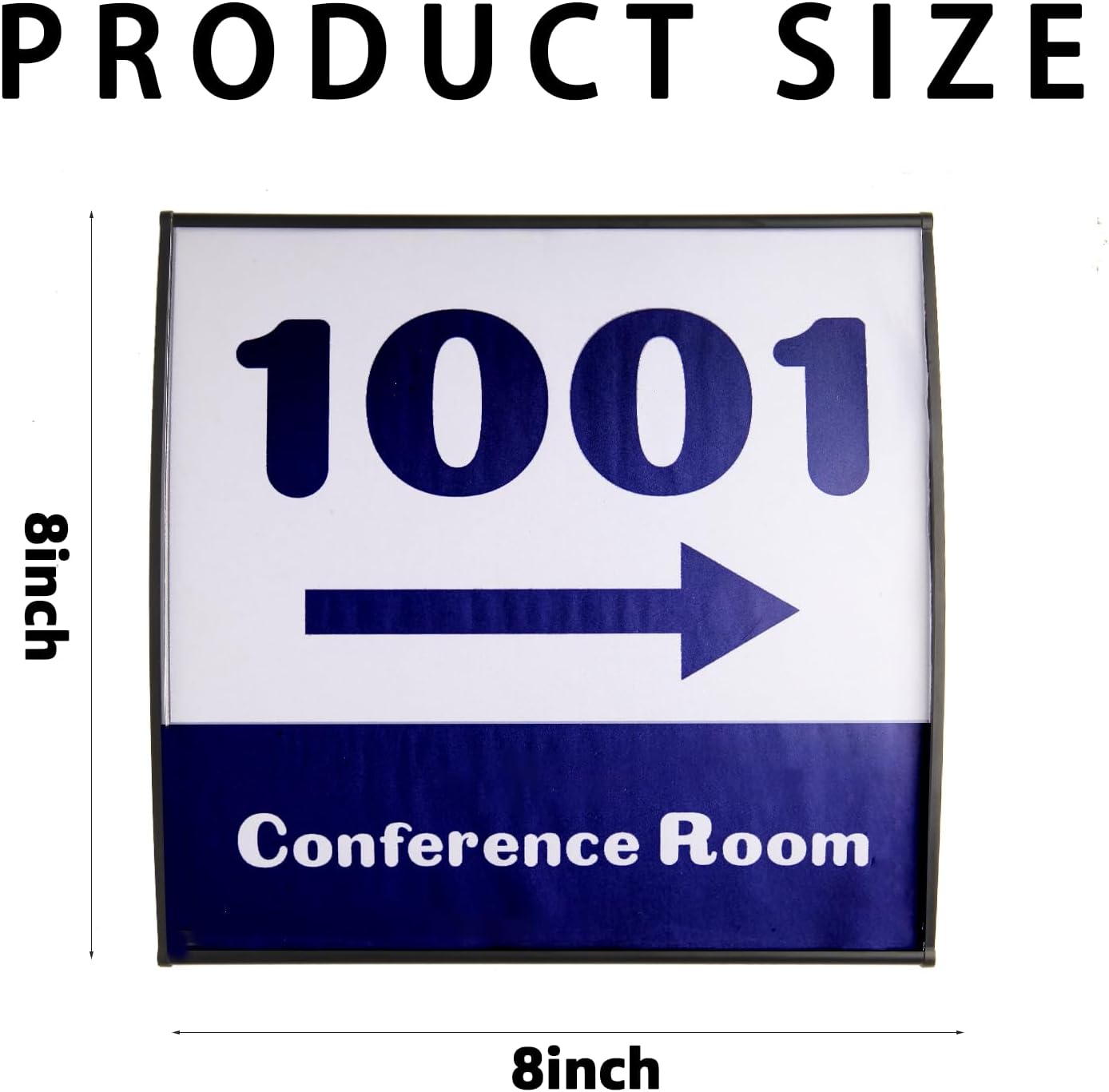 Sturdy Elegant Black Aluminum Wall Mount Name Plate Holder, Office Business Door Curved Sign Holder with Adhesive Tape, 8” X 8” - Plastic Film Included, Paper Inserts NOT Included