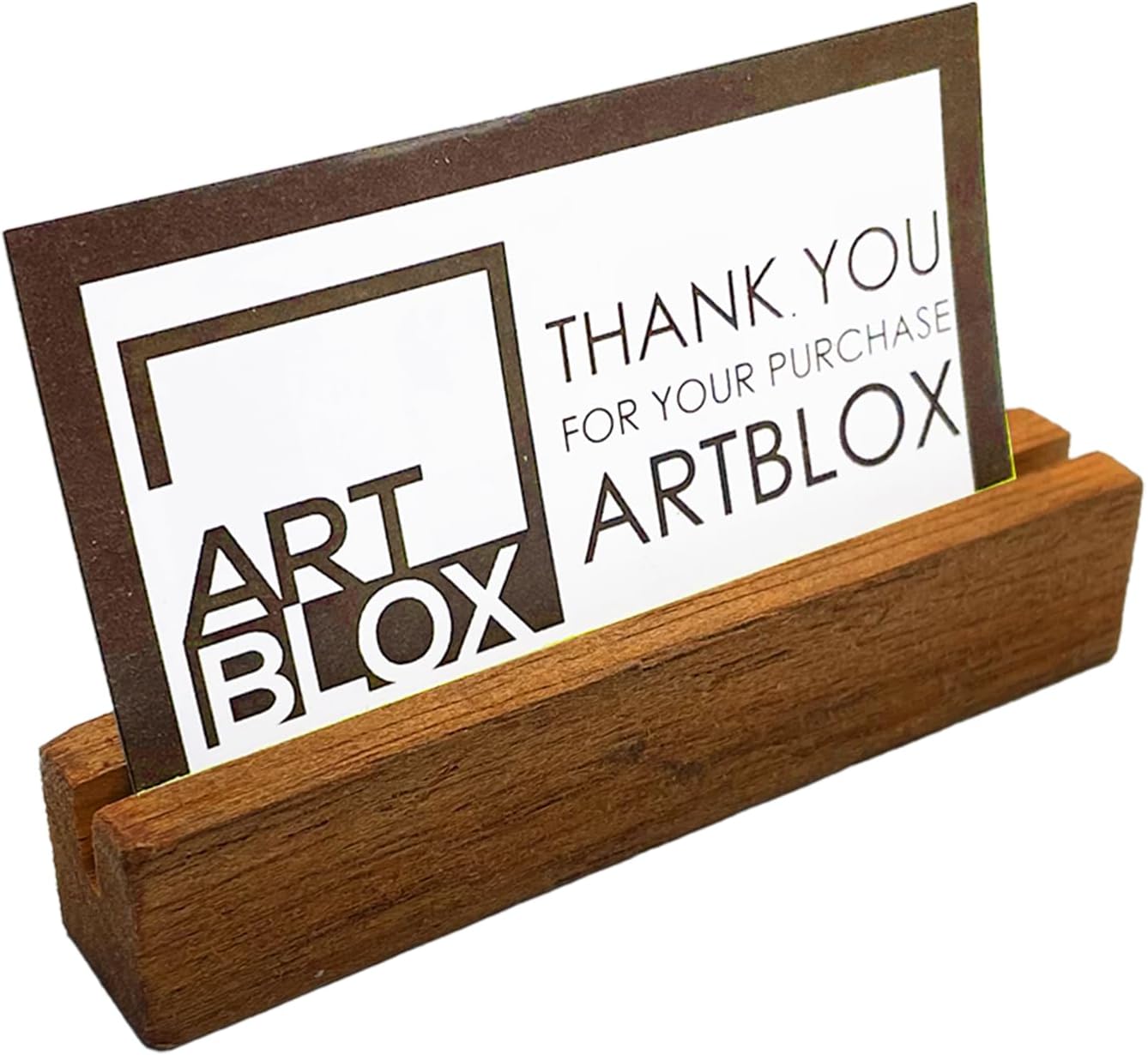 Artblox Personalized Office Desk Name Plate and Business Card Holder | Clear Acrylic Glass with Teak Wood Stand | Calla Flowers Design Customized with Your Name and Credentials Office Desk Decor