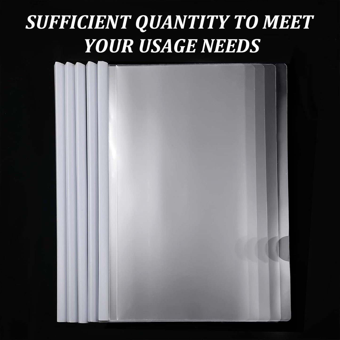 BBTO 100 Pcs Clear Report Covers with Sliding Bar for A4 Paper Resume Covers Presentation Folders File Document Binder for School Business, Letter Size 12 x 8.7 Inches(White)