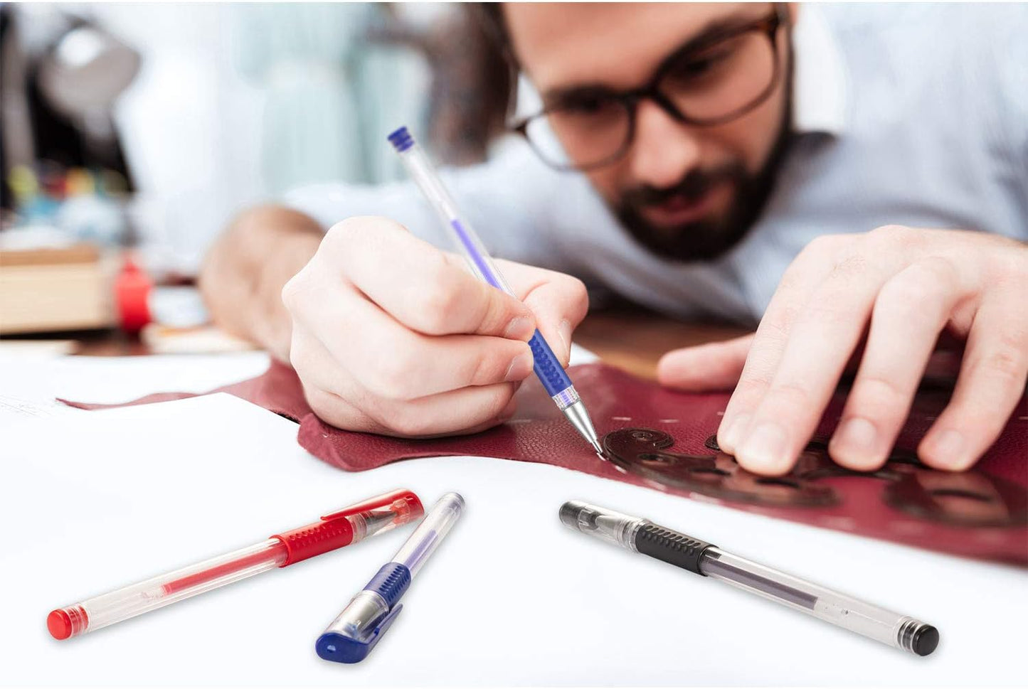 Outus 8 Pieces Heat Erase Pens Fabric Marking Heat Erasable Pens with 56 Pieces Refills for 80s Retro Quilting, Sewing, DIY Dressmaking