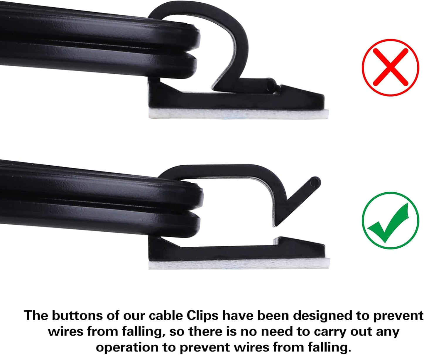 XHF 3/4” Adhesive Cable Wire Clips Black 60pcs, Cable Staples Outdoor Cable Management Wire Organizer Cord Holder for Under Desk, Car, Wall, TV PC Ethernet Cable