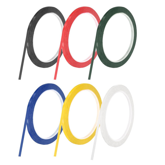 MECCANIXITY 6 Rolls Whiteboard Tape Graphic Chart Tape 5mm 54.7 Yard Art Tape Thin Pinstripe Tape Masking Tape for Gift Wrapping Craft Supplies, Red, Green, Blue, Yellow, Black, White