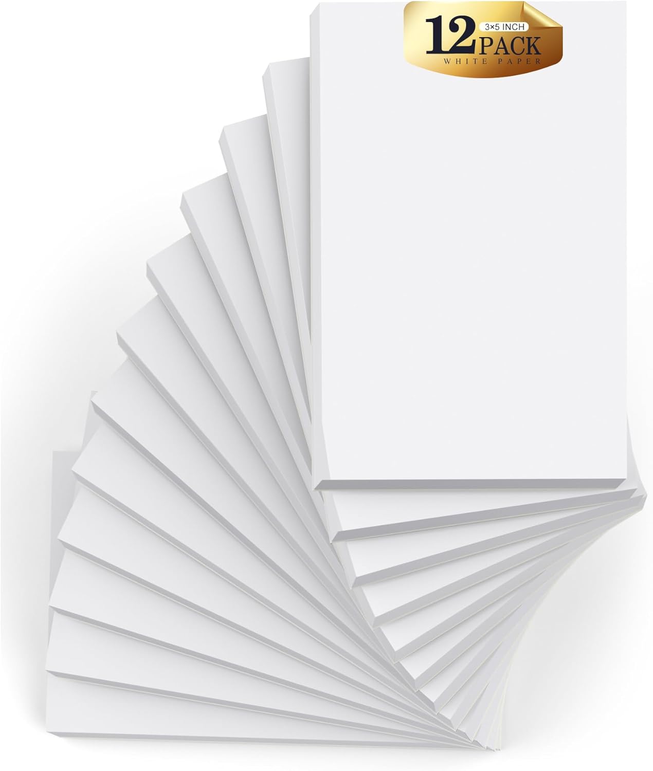 Note Pads 3x5 Small Memo Pads, 12 Pack Server Note Pads, Scratch Pads 3x5, Mini Note Pads White Paper 3x5'', 50 Sheets per Blank Note pads 3x5, Small Writing Pads 3X5 for Office School Home Supplies