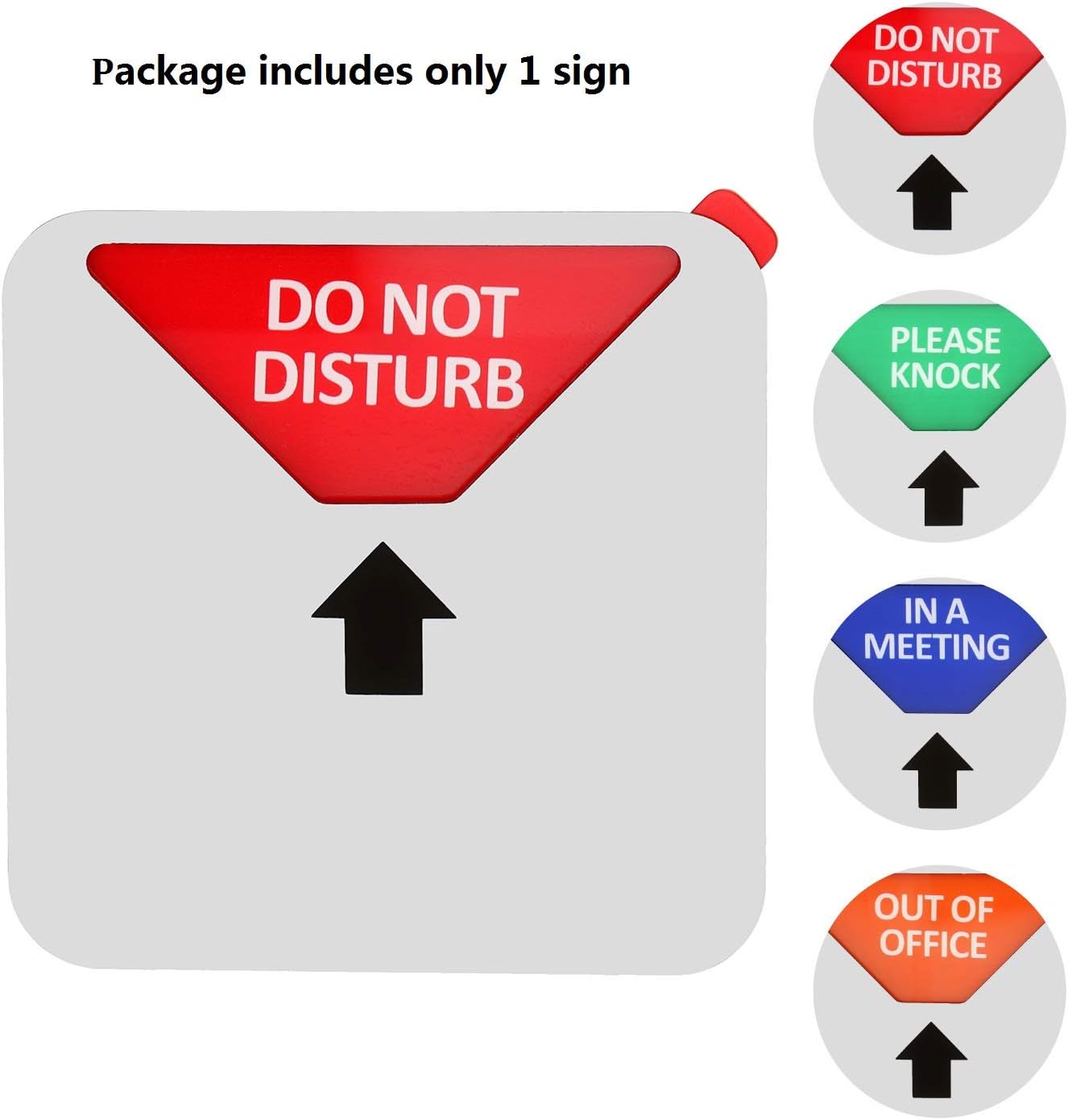 Kichwit Privacy Sign, Do Not Disturb, Out of Office, Please Knock, in a Meeting, Conference Sign for Offices, Square Shaped, 4.9 Inch, Silver