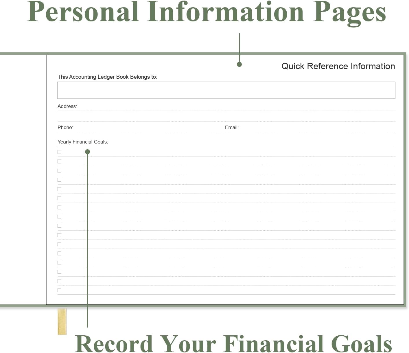 Accounting Ledger Book - Ledger Book for Small Businesses Bookkeeping & Personal Use, Expense Tracker Notebook for Tracking Money, Expenses, Deposits & Balance, 7" x 10", Green