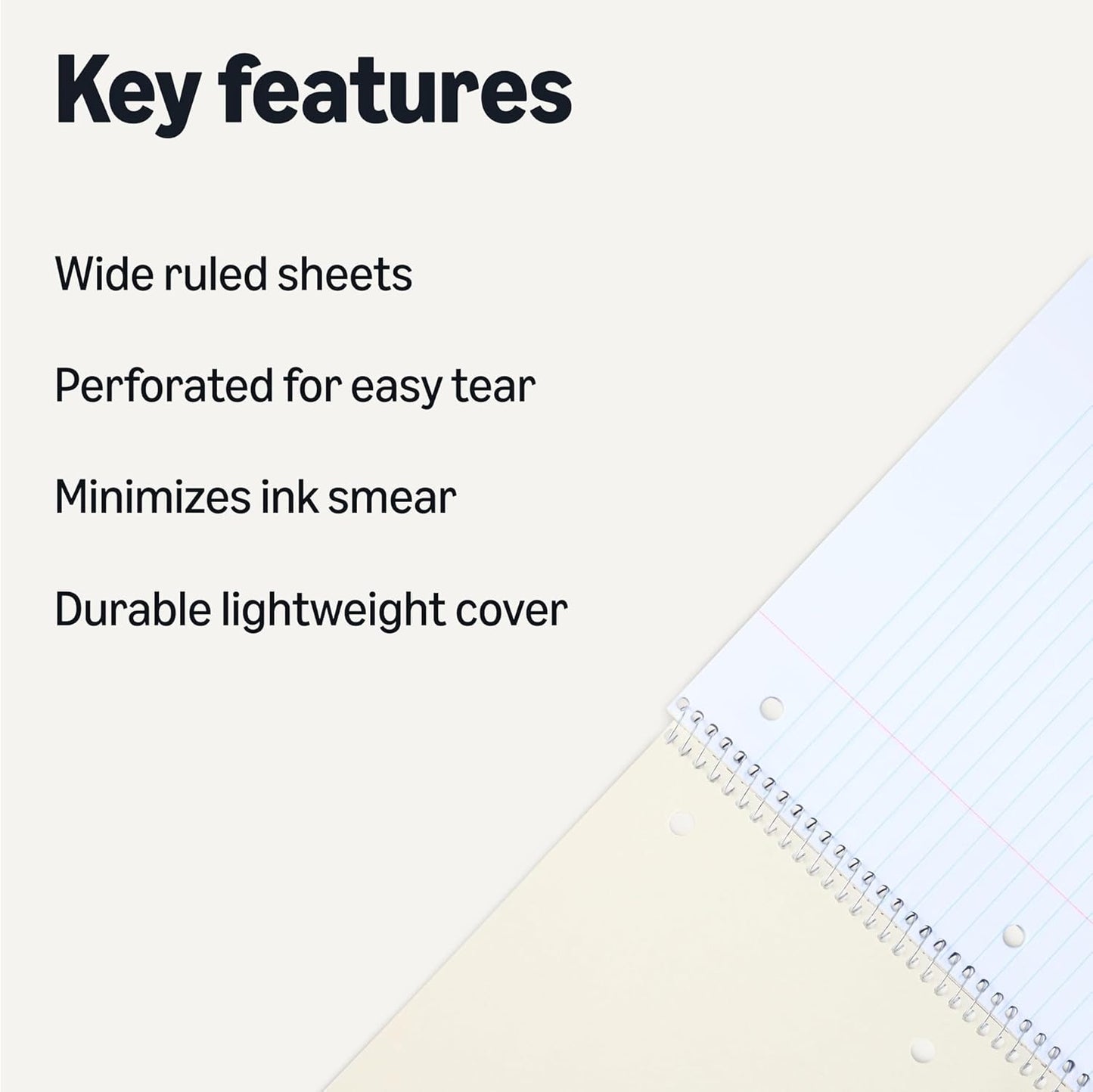 Amazon Basics Wide Ruled Spiral Notebook, 70 Sheets, 8" x 10-1/2, Light Blue, 2 pack